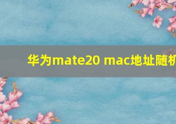 华为mate20 mac地址随机